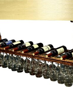 Casier à vin Suspendu au Plafond, Porte-Bouteilles en Verre, Support d'affichage, étagère de Rangement, Support Mural réglable pour vin et Champagne, étagères flottantes pour Bar (