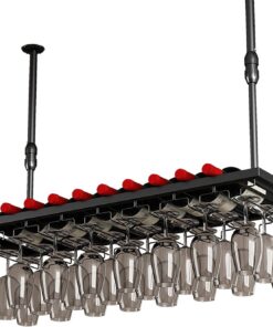 Présentoir à vin, casier à vin de Plafond et Support pour Verre à vin, casier à vin en métal avec Support pour Verre, Porte-Bouteille de vin Suspendu réglable pour Bars, Cuisines,