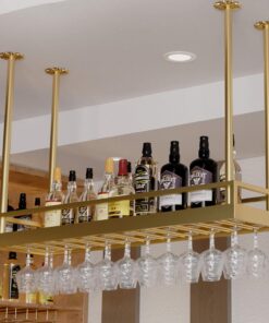 Porte-Bouteilles de vin et Verres à Champagne en Fer Vintage, Fixation Murale, Hauteur réglable, Support de Plafond, étagère pour Verres à Champagne, pour Bar, décoration d'intérieur, finiti