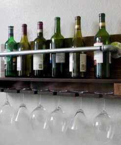 MU Porte-Bouteilles de vin, Porte-gobelet Suspendu, Porte-gobelet pour Meubles, Cadre en Verre de vin, Cadre en pin recouvert de Support de vin