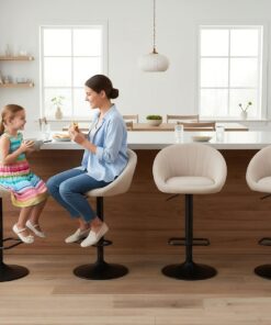 Lot de 4 tabourets de bar pivotants, hauteur de comptoir réglable, tabourets de bar modernes rembourrés pour chaises de cuisine avec pieds dorés pour maison, bar/pub, tissu éponge beige