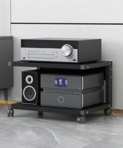 Générique Support d'imprimante Moderne à 2 Niveaux avec roulettes - Étagères de Rangement multimédia audiovisuelles en Bois pour Salon, équipement stéréo et Audio-vidéo - Meuble d'angle idéal pour Le