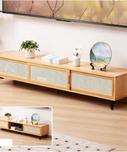 Générique Meuble TV Moderne, Centre de Divertissement, Console multimédia TV en Bois, Meuble de Rangement pour Salon, Chambre à Coucher (Marron, 160 cm/63 po-b)