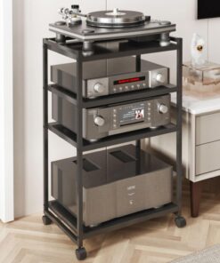 Support Audio Et Vidéo À 4 Niveaux,Meuble hifi,Support Multimédia Audio Et Vidéo D'angle For TV,meuble chaine hifi Rangement Audio Et Vidéo For Bureau À Domicile,étagère d'armoire de tour multimédia
