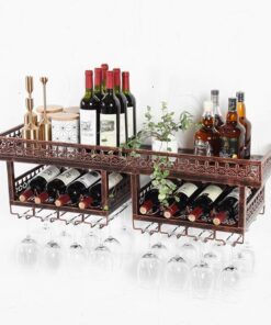 Étagères flottantes pour bar, casier à vin mural, casier à vin, présentoir mural pour bar avec porte-verres, pour cuisine, bar, salle à manger (dimensions : 100 x 31 x 30 cm, couleur : cuivr