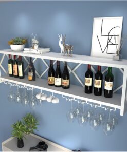 Étagère à vin Murale avec Support pour Verres à vin Suspendu, Mini-Bar, Armoire à Liqueur, présentoir pour Bouteilles de Bar, Rangement pour Verres à vin, étagère de Cuisine pour Bar à domic