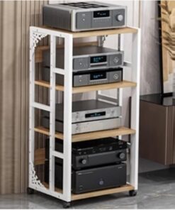 Support Audio, Support multimédia Audio, étagères de Stockage multimédia AV, Hauteur de Couche réglable à 4 Niveaux, Support multimédia pour étagère Audio, pour Consoles de Jeu, Tourne-disqu