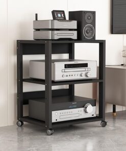 Support pour Lecteur Tour, Support AV à 2/3/4/5 Niveaux, Support pour Lecteur CD, Meuble TV Moderne avec roulettes, Convient pour Le Salon/la Maison/Le Bureau (48,5 cm/19 Pouces de Hauteur).