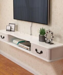 Meuble TV Mural avec 2 Tiroirs, Centre de Contrôle de Divertissement Multimédia Audiovisuel, Présentoir pour Salon, Chambre a Coucher, Salle Audiovisuelle, Petit Espace (Size : 110x24x16cm/4