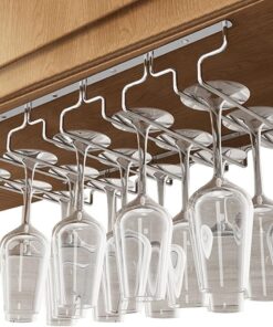 Support à Verres à Pied Suspendu pour Verres à vin, 5 rangées, Rangement sous Armoire, idéal pour la Maison, Le Bar, la Cave, l'armoire, Largeur 28 cm