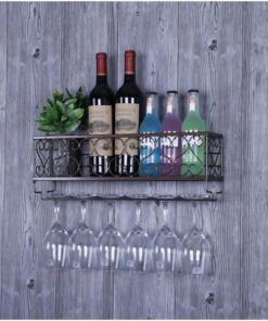 Casier à vin Mural Moderne avec Support en Verre et étagère, Support en métal pour Bouteilles de vin, étagère de présentation, Mini-Bar, étagères à Liqueur pour la Maison, Le Bar,