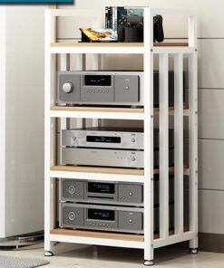 Meuble HiFi à 3/4 niveaux, meuble stéréo domestique multicouche au sol, Rack Audio, support TV, support HIFI, support de tourne-disque, for le salon, la salle d'enregistrement(Wit,19.6x15.7x39.
