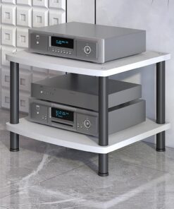 Meuble HiFi 4/3/2 Niveaux, Meuble Rack Audio Ouverte, Meuble stéréo avec Pieds réglables, Meuble Audio Vidéo for réunion, Salon, Salle d'enregistrement(Wit,44cm/17.3in)