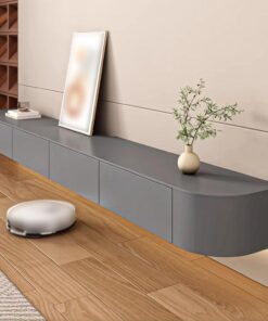 Générique Meuble TV Flottant élégant et Moderne - Centre de Divertissement Mural avec étagères Ouvertes et Compartiments cachés, Console multimédia élégante pour Appartements, Gris, 200 cm