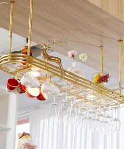 Support de Bouteille de vin et de Verre Suspendu en métal élégant pour Une Maison Moderne, étagères de Rangement flottantes murales pour Bar et café.