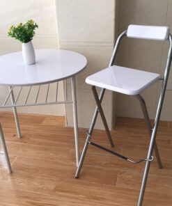 Tabouret de Bar Pliant avec Dossier Haut et Repose-Pieds pour Bistro, pub, Salle à Manger, café, Environ 65 cm (26 Pouces)
