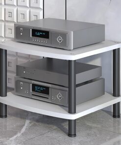 Meuble Rack Audio en Bois, Meuble Hi FI Ouvert avec Cadre en Acier au Carbone, Meuble TV Moderne, Meuble Stéréo AV avec Grand Espace de Rangement, Meuble Audio Vidéo(Wit,2 Tier 60x54x44CM)