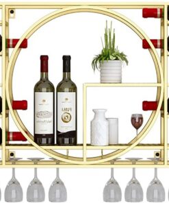 Présentoir Mural Moderne en Fer, présentoir Mural pour Bouteilles de vin, Porte-Bouteilles avec étagères, présentoir à vin Polyvalent, pour Bar