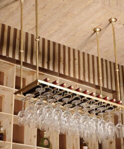 Porte-Bouteilles de vin en métal à Suspendre au Plafond, décoration pour la Maison et la Cuisine, Gain de Place, pour Bars, restaurants/100 x 35 cm