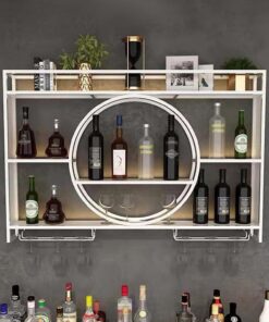 Casiers à vin muraux, présentoir à vin Mural en métal, étagères flottantes pour Bar, Support à Verres en Fer, Support à vin avec étagères pour la Maison, Le Restaurant