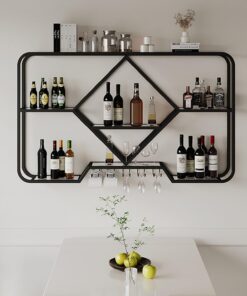 Casier à vin Mural pour Rangement de Cuisine, Armoire à Liqueur - Support à Verres à vin Suspendu, étagère de présentation de Bouteilles d'alcool pour Meubles de Bar à Domicile