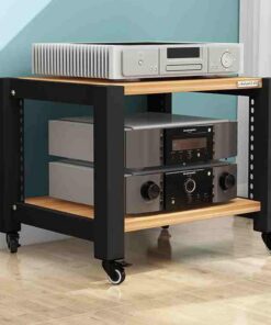 Meuble HiFi AV, Meuble Rack Audio, Meuble stéréo Domestique Multicouche sur Pied, étagère de Rangement Ouverte, for la Maison/Le Bureau/Le cinéma(Wood,23.6x19.6x15.7in)