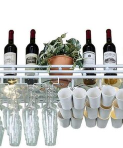 Casiers à vin, Amateurs de vin/Casier à vin de Plafond Hauteur réglable Suspendu Porte-Verres à vin Bar Creative Wine Rack Upside Down Goblet Rack Décoration de Plafond Étagère pour Bars, re