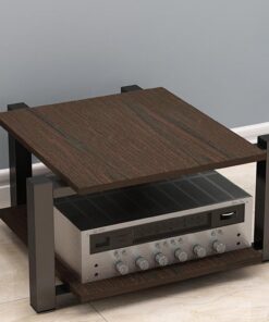 Meuble HiFi à 2/3/4 niveaux, Meuble Rack Audio multifonctionnelle à rangement ouvert, Meuble stéréo, Meuble Audio Vidéo avec cadre en acier, for la maison/le bureau/le cinéma(Walnut color,40c