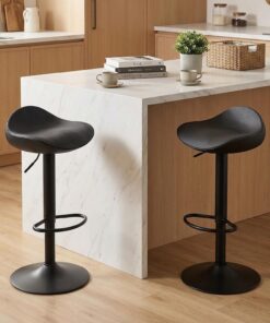 Kidol & Shellder Tabourets de Bar Chaises de Salle à Manger Lot de 2 Noir, Hauteur Réglable à 360°, Chaises de Bar en Plastique et Métal Creux, pour Maison Cuisine Comptoir Bistro…