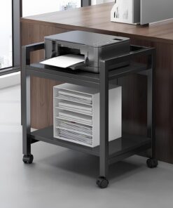 Supports et supports stéréo mobiles à 2 niveaux, support de stockage multimédia avec roulettes, armoire de composants d'étagère audio-vidéo moderne, pour le salon, les jeux, la salle d'enreg