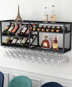 Casier à vin Casier à vin, Support de Verre à vin en Fer forgé pour Bar à Domicile, Support de Verre à vin à l'envers, Supports Suspendus pour Armoire à vin, Support de Rangement p