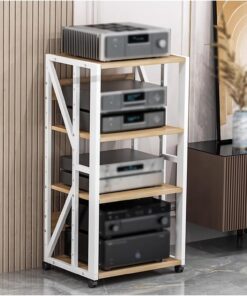 Support Audio, Armoire de Composants Audio vidéo, Support multimédia à 4 Niveaux, étagères réglables pour récepteur stéréo, étagère de Console de Tourne-Disque pour Le Rangement de Jeux dans