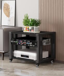 Meuble chaine hifi Rangement Audio Et Vidéo For Bureau À Domicile,Meuble hifi,étagères audio-vidéo,étagère d'armoire de tour multimédia,Support Multimédia Audio Et Vidéo D'angle For TV(B,2-layer)