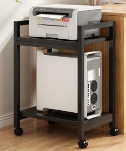 Meuble Chaine HiFi, Étagère À Disques, Étagères De Rangement, Meubles pour Audio/vidéo Meuble Audio Mobile en Bambou Support De Composants Stéréo sur roulettes,(Nero,64cm)