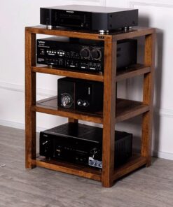 Meuble Etagere Rangement, Support de Stockage Audio, Support de Rangement Audio, Rack Rangement CD Multifonctionnel en Bois D'hévéa Massif 2 Tailles 3 Couleurs(Brown,4 Layer)