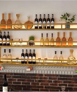 Étagères de Bar murales, casiers à vin industriels Suspendus en métal à LED, étagère de Bar à LED, étagères d'affichage de Bar pour Alcool, étagère de Rangement multifonctionnelle,