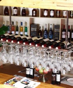 Casier à vin Flottant pour Bar, Support de Verre à vin réglable au Plafond, Support à gobelets à vin, Support de décoration pour Verres à Pied Suspendus au comptoir de Cuisine/pub