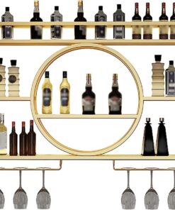 Casier à vin Mural, Meuble de Bar à Domicile avec Portes, étagères de Bar, Support Mural en Or pour Verres à vin et étagère, mobilier de Maison, décoration, Armoire de Bar à Whisky