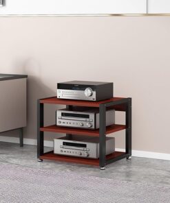 Meuble multimédia AV, support audio sur pied, support pour lecteur CD, coin pour la maison, meuble TV, composants stéréo, étagère de rangement ouverte multifonctionnelle avec étagères en boi