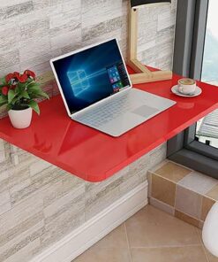 Table Murale à abattant pour Ordinateur et Salle à Manger, établi Pliable Flottant pour Maison, Bar, Bureau, Chambre à Coucher, Cuisine, Rouge 90 x 50 cm