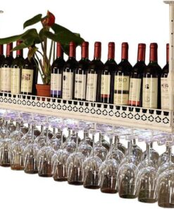 Étagère à vin Suspendue au Plafond, en métal, pour Verres à Pied, décoration pour Bars, Cuisines, Rangement, 3 Couleurs et Tailles