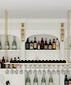 Présentoir à vin au Plafond | Étagères de Rangement pour Bouteilles de vin suspendues | Hauteur et Largeur réglables | Convient pour Bar, Cave à vin, Cuisine, Salle à Manger