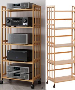 Supports et Supports stéréo Professionnels de 60 Pouces de Haut, Armoire multimédia AV au Sol/étagère Audio, Tour Haute pour téléviseurs/lecteurs DVD/Console de Jeux, Support de Stockage de