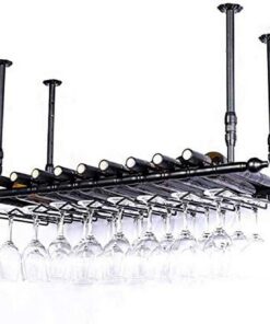 Étagère À Vin Flottante/Porte-Bouteilles De Vin Suspendus/Porte-Bouteilles De Vin Fixé Au Mur/Style Simple Fer Suspendu Porte-Verre À Vin Étagère De Décoration De Plafond pour Bars
