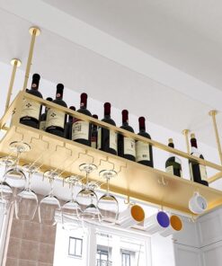Support de Plafond pour Bar à vin, Support pour Verres, Porte-Bouteilles, Support réglable à Suspendre pour Verres à vin, étagère de Rangement décorative pour la Maison (Taille : 1