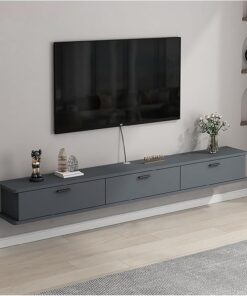 Générique Meuble TV Flottant, Centre de Divertissement Mural et étagère d'armoire, Console TV avec Rangement, Console multimédia Peu encombrante pour Chambre à Coucher, Salon (Blanc + Gris, 120 cm/47