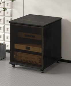 SEIFE Meuble HiFi,Rack HiFi,Meuble Chaine HiFi Meuble multimédia for Composants Audio et vidéo,Support multimédia Audio et vidéo d'angle for TV,Convient pour Le cinéma Maison(Black,63.6cm/25in)