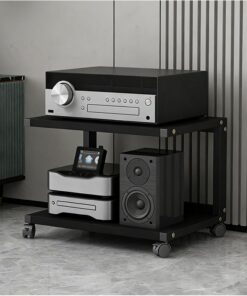 Étagère Tour AVCabinet à 2 Niveaux avec roulettes, Facile à Assembler, pour chaîne Hi-FI de Salon (H 101,6 cm x P 39,9 cm).