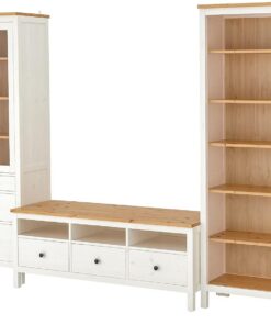 ProTuning HEMNES - Meuble TV en verre transparent teinté blanc/marron clair, 326 x 197 cm