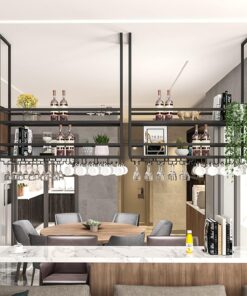 Étagère Flottante de Bar Vintage Industrielle, Support de Bouteille de vin Suspendu au Plafond, étagères pour Verres à Champagne, Support de décoration pour Bar (Taille : 80 x 30 x